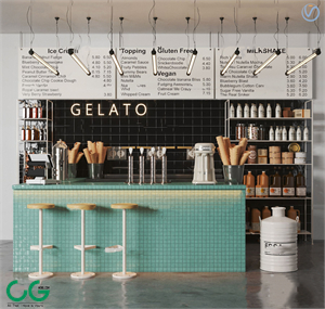 INS wind modern milk tea shop bar 3d model